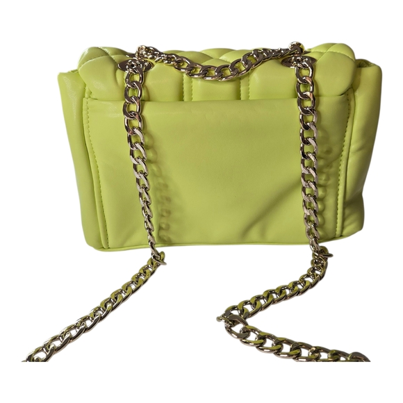JASON WU Quilted Lime Green Bag With Thick Gold Chain Handle- NWOT - Picture 4 of 12